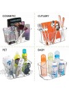 mDesign Plastic Nursery Storage Caddy Tote Divided Bin with Handle for Child Kids Holds Bottles Spoons Bibs Pacifiers Diapers Wipes Baby Lotion BPA Free Smal Clear