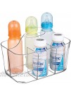 mDesign Plastic Nursery Storage Caddy Tote Divided Bin with Handle for Child Kids Holds Bottles Spoons Bibs Pacifiers Diapers Wipes Baby Lotion BPA Free Smal Clear