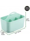 mDesign Plastic Nursery Storage Caddy Tote Divided Bin with Handle for Child Kids Holds Bottles Spoons Bibs Pacifiers Diapers Wipes Baby Lotion BPA Free Small 2 Pack Mint Green