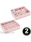 mDesign Soft Fabric Dresser Drawer and Closet Storage Organizer for Child Kids Room and Nursery Large 16 Section Organizer Polka Dot Print 2 Pack Pink White