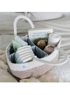 OrganiHaus Rope Diaper Caddy Basket & Baby Changing Basket | Diaper Caddy Organizer | Nursery Basket & Gifts for Newborn | Baby Organizer for Changing Table Basket Dividers & Handles Brown