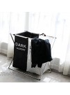PENGKE 2 Section Extra large laundry storage baskets Hamper Collapsible Washing Storage with Carrying Handle,Durable Oxford Cloth Hamper,White and Black