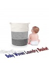 Signreen Cotton Rope Storage Basket 18"×15.7" Laundry Hamper Woven Tall Foldable Laundry Basket for Blankets Clothes Toys Pillows Towels Baby Nursery Bathroom Living Room