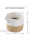 Small Cotton Rope Basket with Handles 11.8" x 9.8" Woven Cotton Rope Storage Baskets are Ideal for Toy Baskets Laundry Baskets Blanket Baskets and Nursery Baskets?White and Brown?