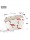 Small Foldable Storage Basket Canvas Fabric Waterproof Organizer Collapsible and Convenient for Nursery Babies Room with Handle Flamingo