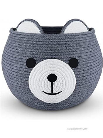 W Design Round Bear Toy Basket Rope basket Cute Baby Laundry Basket Organizer With Handles For Baby & Pet Toys Blankets Towels Laundry Baby Shower Handmade Gift Baskets Empty 19 D X 13 H XL