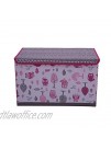 Bacati Owls Girls Cotton Storage Toy Chest Pink Grey