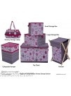 Bacati Owls Girls Cotton Storage Toy Chest Pink Grey