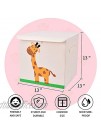Bagnizer Fabric Toy Storage Box for Boys Girls with Lids Foldable Toy Chest Storage Bins 13’’ Cube Nursery Kids Clothes Books Dog Toy Organizer Storage Basket with Cute Animal Pattern Giraffe