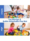 Creative Toy Storage Organizer with Large Play Mat for Kids Toy Clean-Up Quick Storage Container Collapsible Canvas Basket Toy Storage Basket with Sturdy Zipper for Indoor or Outdoor