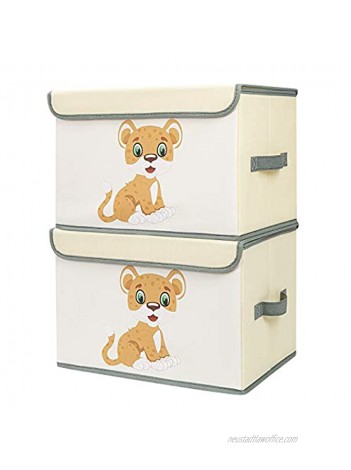 DIMJ Toy Chest with Lid Kids Toy Storage Box Decorative Toy Organizers Fabric Storage Bins with Handles for Boys Girls Nursery Clothes Toys Books Shelves Home Organization