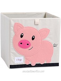 DODYMPS Foldable Animal Canvas Storage Toy Box Bin Cube Chest Basket Organizer for Kids 13 inch Pig