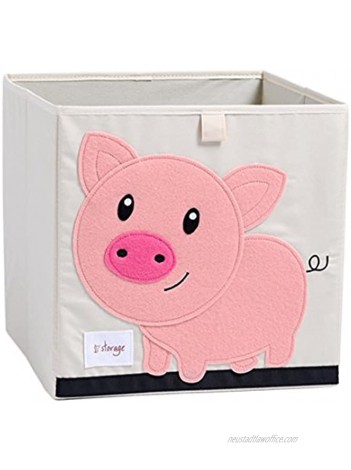 DODYMPS Foldable Animal Canvas Storage Toy Box Bin Cube Chest Basket Organizer for Kids 13 inch Pig