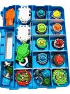 HOME4 Double Sided No BPA Toy Display Storage Container Box Compatible with Mini Toys Small Dolls Tools Beyblade Heavy Duty Organizer Carrying Case 34 Adjustable Compartments Blue