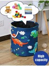 Laundry Basket Cartoon Dinosaur Hamper， Canvas Fabric Collapsible Toy Chest Box Storage for Boys Girls ,Thickened and DurableCircular