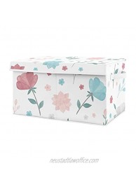 Sweet Jojo Designs Floral Rose Flowers Girl Small Fabric Toy Bin Storage Box Chest For Baby Nursery or Kids Room Blush Pink Teal Turquoise Aqua Blue Grey Pop Flower Boho Shabby Chic Watercolor Roses