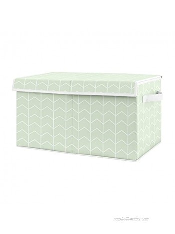 Sweet Jojo Designs Mint Chevron Arrow Boy or Girl Small Fabric Toy Bin Storage Box Chest for Baby Nursery or Kids Room Gender Neutral Green and White for The Watercolor Elephant Safari Collection
