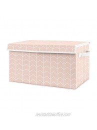 Sweet Jojo Designs Pink Chevron Arrow Girl Small Fabric Toy Bin Storage Box Chest for Baby Nursery or Kids Room Blush and White for The Watercolor Elephant Safari Collection