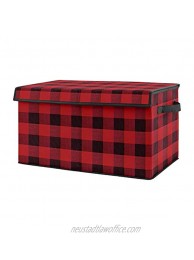 Sweet Jojo Designs Red and Black Buffalo Plaid Check Boy Small Fabric Toy Bin Storage Box Chest for Baby Nursery or Kids Room Woodland Rustic Country Farmhouse Lumberjack Check