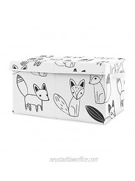 Sweet Jojo Designs Woodland Fox Boy or Girl Small Fabric Toy Bin Storage Box Chest for Baby Nursery or Kids Room Gender Neutral Black and White Forest Animal
