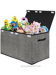 Toy Chest Storage Organizer with Flip-Top Lid,Kids Large Collapsible Box Bins for Nursery Playroom Closet Home Organization Black