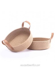 2pack Cotton Rope Baskets 10" x 3" Small Woven Rope Tray Baskets for Home Decor Storage Organizer Desk Basket Bowl for Fruits Sewing Accessories Craft Items Keys,Toys Jute