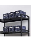 6 Pcs Storage Basket Foldable Cube Fabric Bins Square Mini Box Receive Organizer Rectangle Canvas with Handles for Nursery Home Office Kids Toys Books Small 11x8x6.3 inch Navy