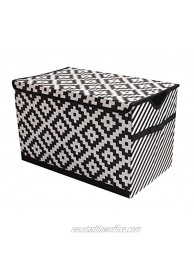 Bacati Love Diamonds Stripes Kids Storage Toy Chest 14.5 L x 24 W x 15 H inches Black