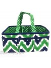 Bacati Mix and Match Nursery Fabric Storage Caddy with Handles Navy Green