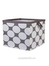 Bacati Storage Tote Large 14 x 14 x 10 inches Large Dots White Grey