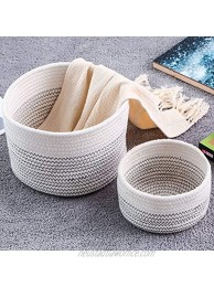 DUOLEO 2pc Small Storage Basket with Handles-Cute Cotton Rope Basket-Woven Basket-Toy Basket Organizer-Storage Bins for Toys-11"10"8.5"