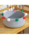Enzk&Unity Small Storage Basket Woven Decorative Round Cotton Rope Baskets for Toys Towels Nursery Kids Room Bedroom Set of 3 Grey