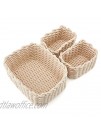 EZOWare Set of 3 Decorative Soft Woven Cotton Rope Nursery Room Baskets Bins Storage Organizer Perfect for Storing Kids Baby Closets Toys Small Items White
