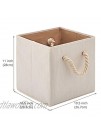 EZOWare Set of 4 Bamboo Fabric Storage Bins with Cotton Rope Handle 10.5 x 10.5 x 11 inch Foldable Organizer Basket Cube for Organizing Kids Baby Nursery Room Towels Shelves Closet Toys – Beige