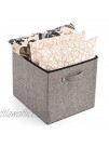 EZOWare Set of 4 Fabric Nursery Storage Cube Bins Foldable Organizer Baskets Set with Handles 13 x 15 x 13 inch for Home Closet Drawer Baby Toys Diaper Towel Gray