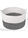 Laundry Baskets Woven Baskets for Storage Basket Wicker Blanket Basket Living Room Cotton Coiled Rope Hamper Nursery Storage for Kids Baby Dog Toy Extra Large 22" X 22" X 14" XXXL-Black