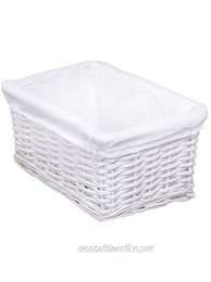 WoodLuv Small Wicker Storage Basket with Lining White by Elitehousewares