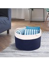 Zilink XXX-Large Blanket Storage for Living Room 21.7" x 21.7" x 13.8" Cotton Rope Baskets for Storage Decorative Large Woven Basket with Handles White & Dark Blue