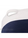 Zilink XXX-Large Blanket Storage for Living Room 21.7" x 21.7" x 13.8" Cotton Rope Baskets for Storage Decorative Large Woven Basket with Handles White & Dark Blue