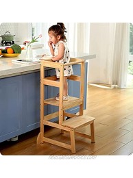 Adjustable Height Step Stool for Kids and Toddlers Children Standing Tower for Counter Natural