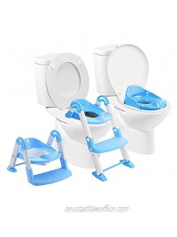 Babyloo Bambino Booster 3 in 1 Collapsible Toilet Training Step Stool assists Your Toddler to go While They Grow! Convertible Potty Trainer for All Stages Ages 1-4 Blue