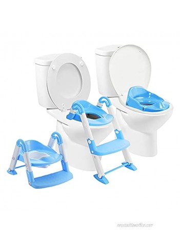 Babyloo Bambino Booster 3 in 1 Collapsible Toilet Training Step Stool assists Your Toddler to go While They Grow! Convertible Potty Trainer for All Stages Ages 1-4 Blue