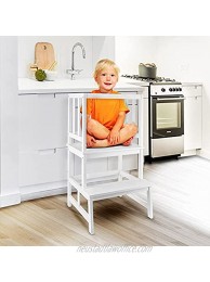 BEEYEO Kids Learning Helper Tower,Kitchen Step Stool Step Tower for Kids and Toddlers with Safety Rail for Kitchen Counter Learning-Mother’s Help Stool White