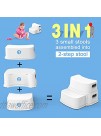 Glamore 2 Step Stool for Kids Toddler Step Stool Kids Step Stool for Potty Training Bathroom Toilet Stool Slip Resistant Dual Height 4.5"- 9.4" Dual Width 5"- 6" White 1 Pack