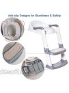 Height Adjustable Potty Training Toilet Seat with Step Stool Ladder for Boys and Girls Foldable Non-Slip Toilet Seat with Handles for ToddlerGray