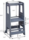 HomeY Kid's Kitchen Cooking Mothers' Helper Holds up to 220 Lb 3 Heights Adjustable Wooden Platform Toddler Tower with Safety Guardrail Child Standing Tower Toddler Step Stool Grey