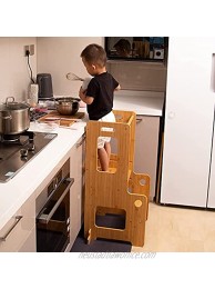 Kitchen Helper Stool for Toddlers Bamboo Step Stool for Kids Kitchen Helper with Adjustable Height Kids Kitchen Step Stool