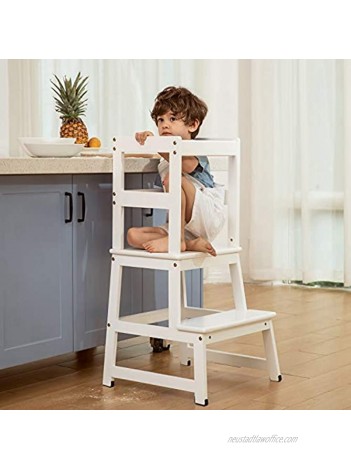 Kitchen Step Stool for Toddlers,Kids Learning Stool,Baby Standing Tower for Counter,Children Standing Helper White
