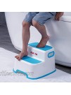 KOADOA 2 Step Stool for Children Stool for Toddler Toilet Potty Training Wash Hand Childrens Bathroom Stool Kitchen Step Stool with Slip Resistant Soft Grip Dual Height & Wide Two Step Blue