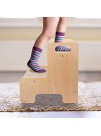 SEAMEW Wooden Kids Step Stool Two Step Toddler Stool with Handles,Bonus Non-Slip Pads for Safety,Kitchen Step Stools Dual Height Step Stools for Kids' Bathroom & Potty Training-Nut